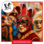 تصویر ماسک ونیزی مدل آرلکینو مخصوص جشن کارناوال و بالماسکه
